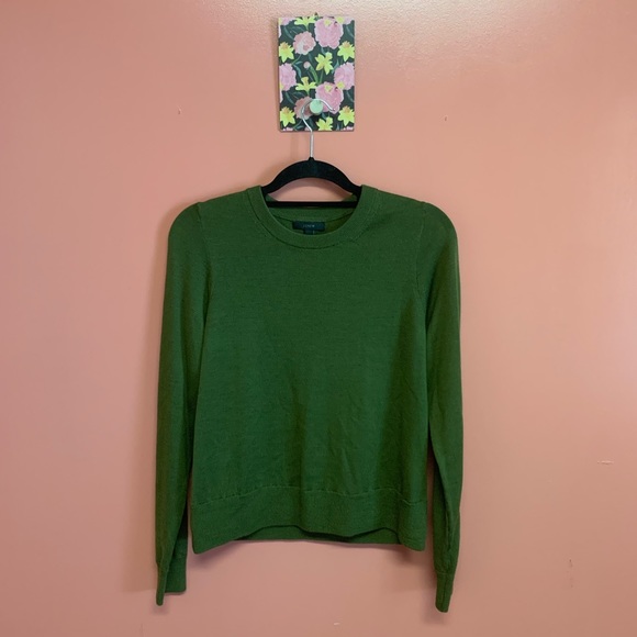 J. Crew Sweaters - J Crew Merino Wool Army Green Crew Sweater